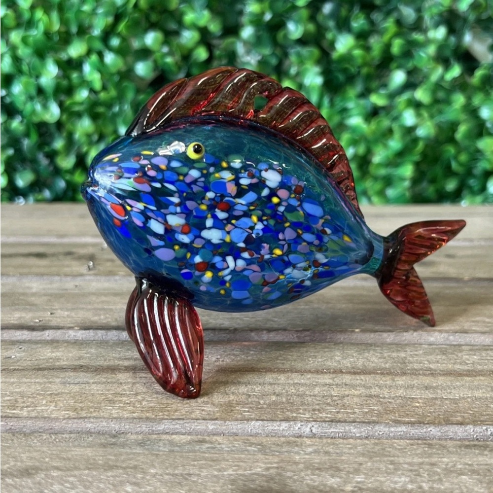 Vtg Thames Glass Fish Signed Hand Blown Ornament Sun Catcher Figurine Tropical
